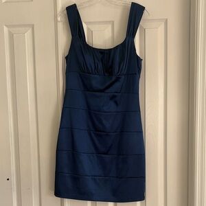 B Darlin Navy Blue Satin Homecoming Cocktail Mini Bodycon dress